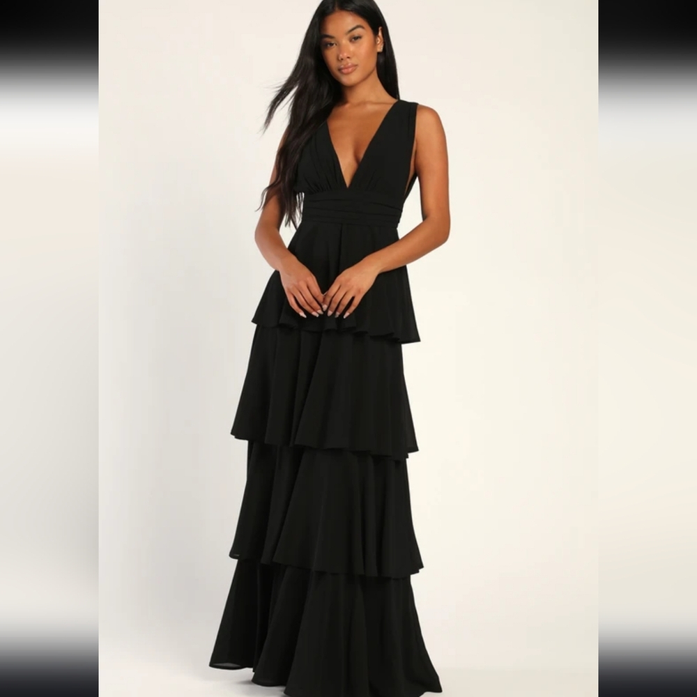 Lulus Black Layered Maxi Dress
